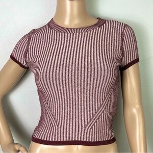 Rag & bone Ribbed Knit Top T Shirt Raspberry Pink